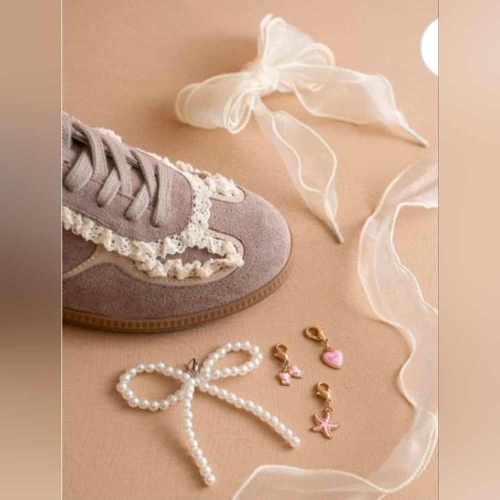 Oasis Society Sneakers NIB 8.5 Lace Trim W Charms